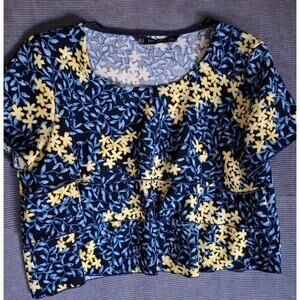 Zara Women's Floral Blue & Yellow Sleeves Crop Top Size M
